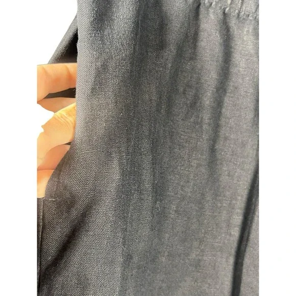J. Jill M Black Linen Pants Lagenlook Minimalist Pull On Wide Straight Leg Beach - Picture 4 of 9
